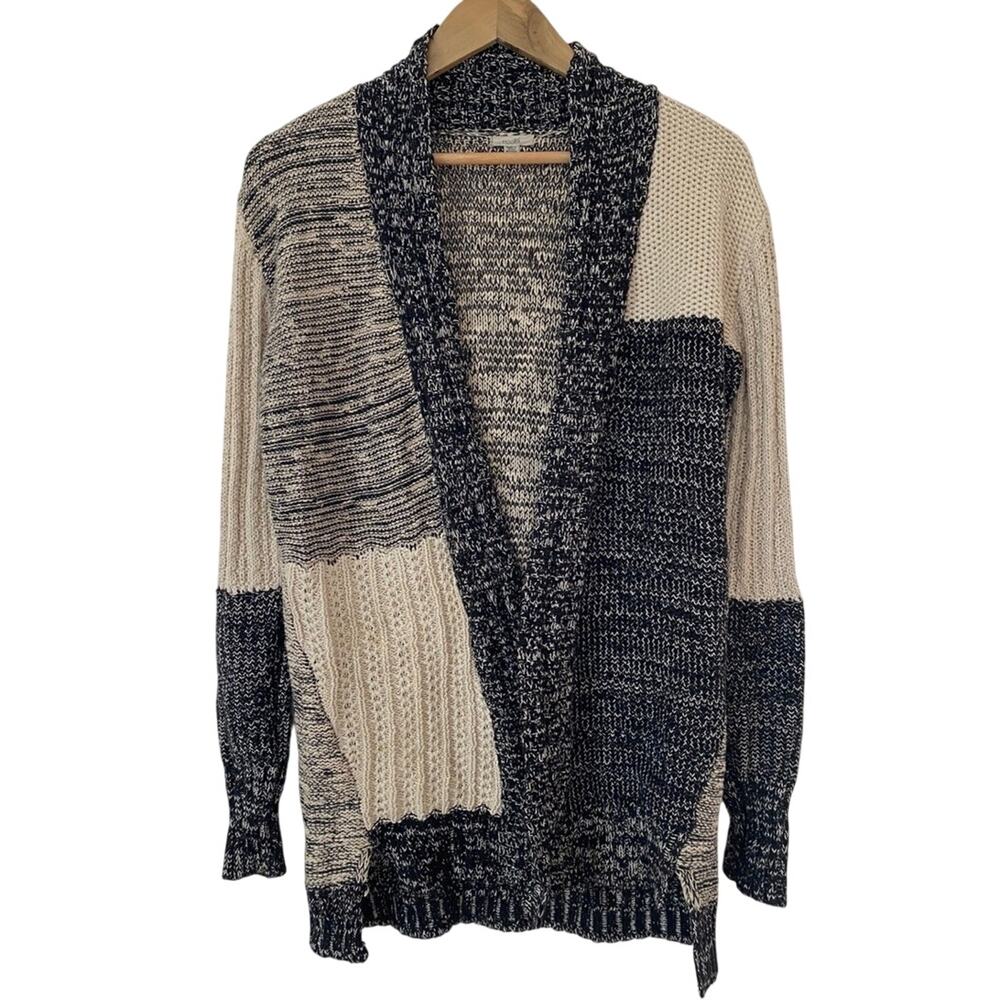 Vintage Ecote patchwork knit open cardigan sweater Y2K grunge boho Cottagecore S